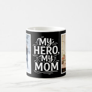 Mug Mon héros ma maman Gras Personnalisé 2 Photo Noir