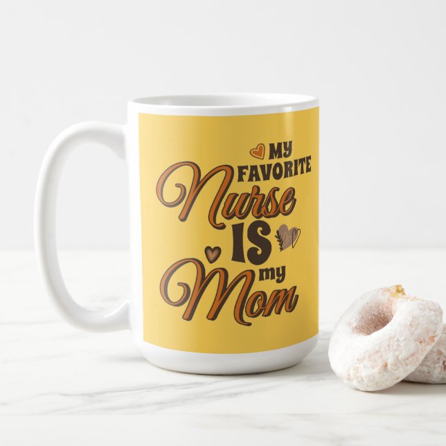 Mug Mon Infirmière Préférée Est Ma Maman Vibes Rétro (Avec donut)