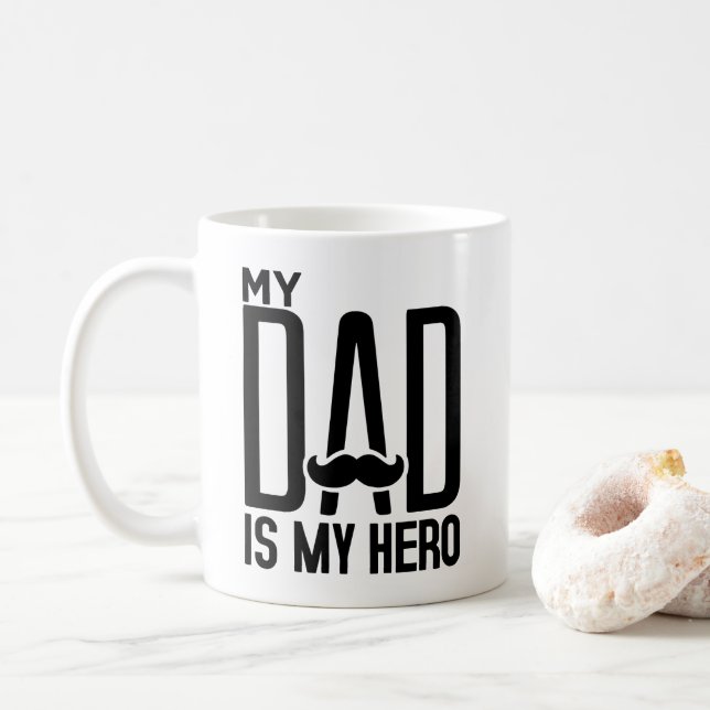 Mug Mon père est mon héros - Fête des pères Typographi (Avec donut)