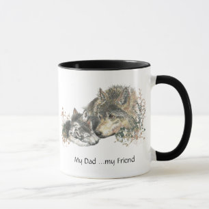 Mug Mon père...mon ami Watercolor Wolf Art