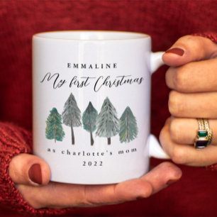 Mug Mon premier Noël en maman Photo Pine Trees