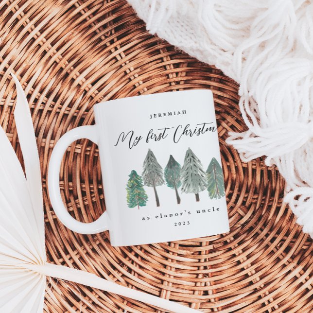 Mug Mon premier Noël en oncle Photo Pine Trees (Créateur téléchargé)