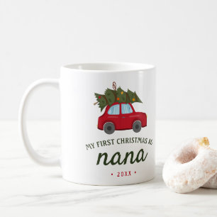 Mug Mon premier Noël en tant que Nana Red Car Tree