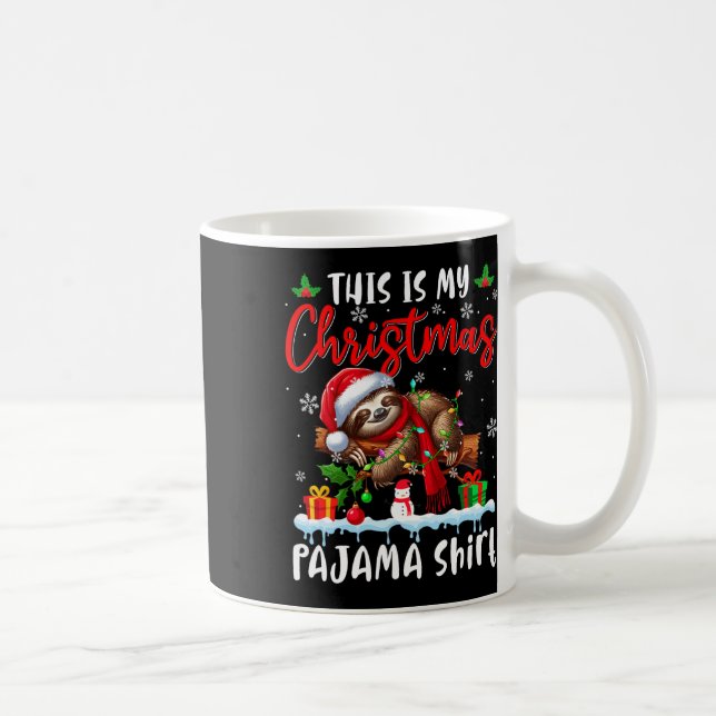 Mug Mon pyjama de Noël Père Noël Sloth Animaux Noël Lu (Droite)