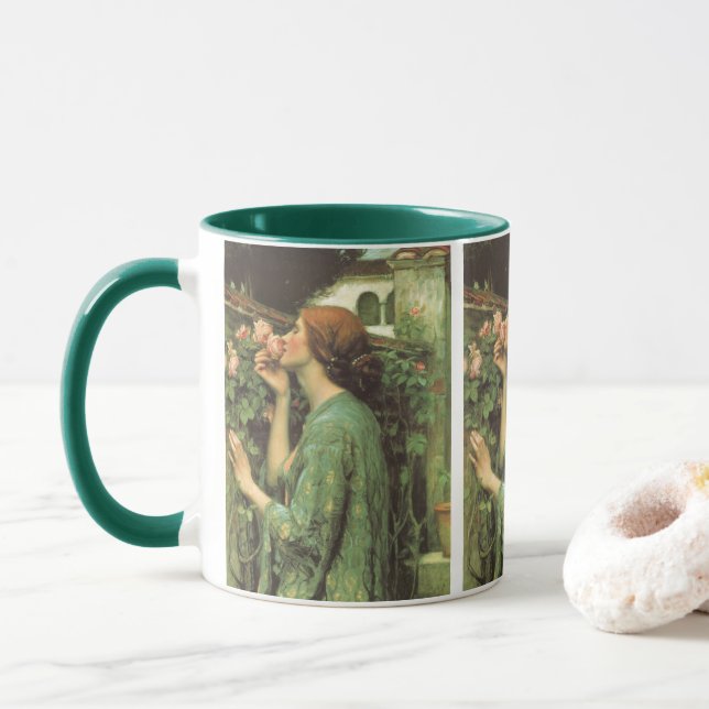 Mug Mon Rose doux, ou Âme du Rose par Waterhouse (Avec donut)