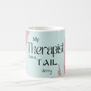 Mug MON THÉRAPEUTE A UNE QUEUE pastel rose bleu floral