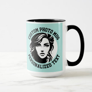 Mug Mon visage sur un grand combo personnalisé TURQUOI