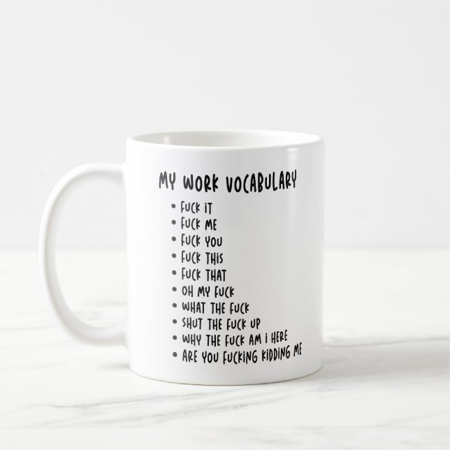 Mug Mon Vocabulaire de travail - Drôle Coworker Cadeau (Gauche)
