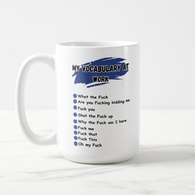 Mug Mon Vocabulaire de travail Drôle Sarcastique Cowor (Gauche)