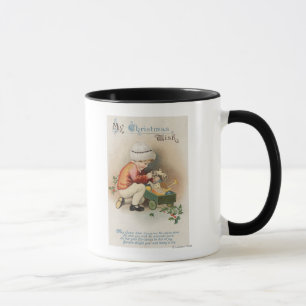 Mug Mon voeu de Noël Enfant observant les jouets