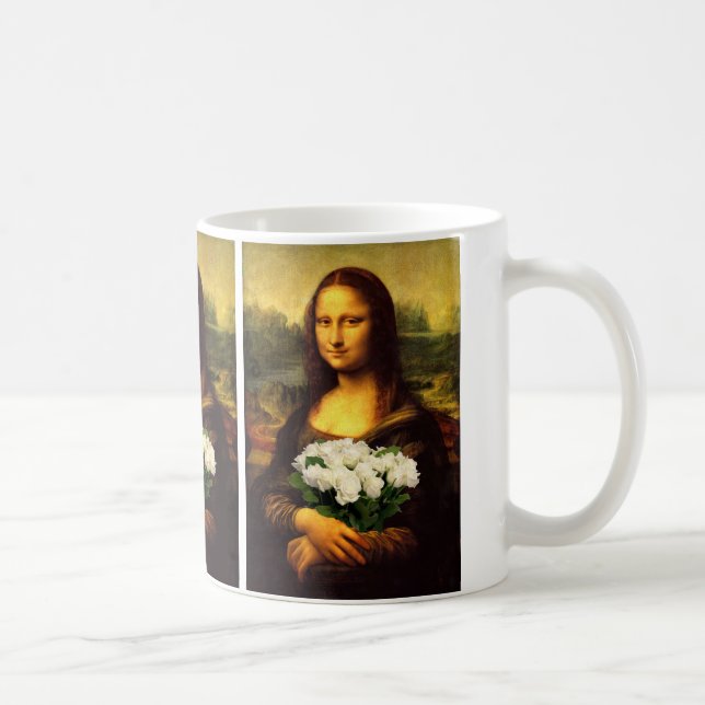 Mug Mona Lisa Avec Bouquet De Roses Blanches (Droite)