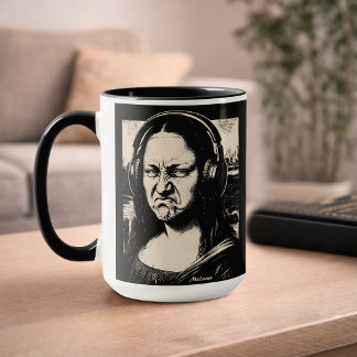 Mug Mona Lisa Bass Face Amateurs de Musique Drôles DJs