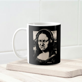Mug Mona Lisa Bass Face Drôles de Fans de Musique DJs