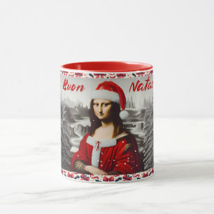 Mug Mona Lisa Buon Natale Christmas Classic Mug, 11 oz