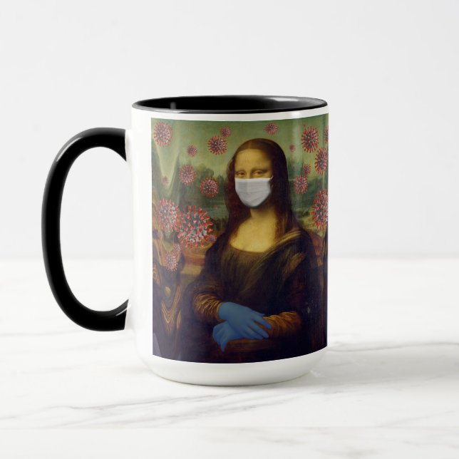 Mug Mona Lisa Jouer En Sécurité Autour De Coronavirus, (Gauche)