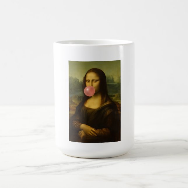 Mug Mona Lisa soufflant de bulle rose (Centre)