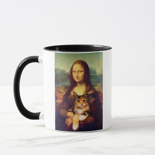 Mug Mona Lisa tenant son animal de compagnie Léonard d (Gauche)