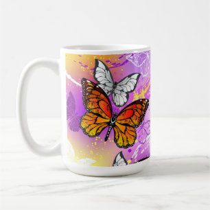 Mug Monarch Butterflies on Purple Background