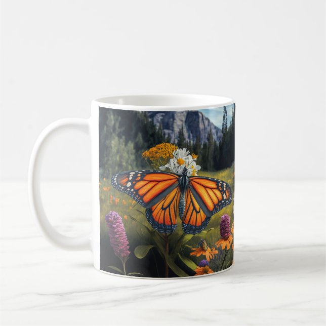 Mug Monarque Papillon Montagne Belle prairie Nature (Gauche)