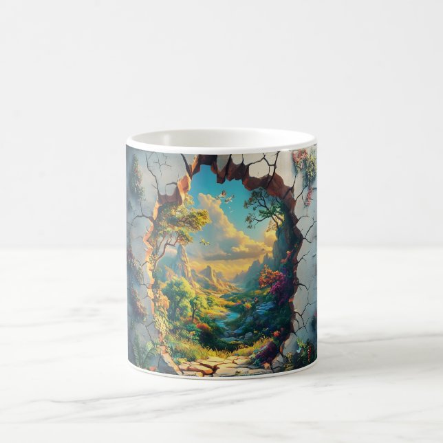 Mug Monde de l'Imaginaire à travers un mur fissuré (Centre)