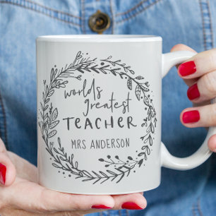 Mug monde meilleur enseignant moderne minima couronne
