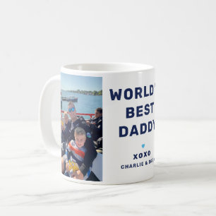 Mug Monde meilleur papa moderne Marine bleu deux photo