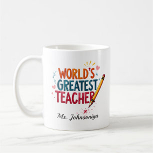 Mug Monde Typographie Colorée Professeur le Plus Génia