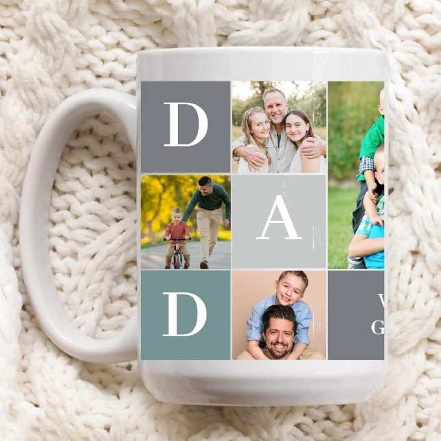 Mug Mondes plus grand papa couleur grille 5 Photo Coll (Worlds Greatest Dad Color Grid 5 Photo Collage Mug)