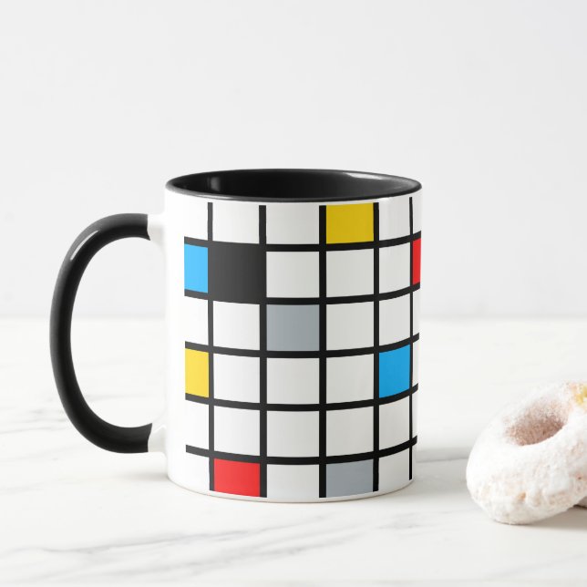 Mug Mondrian géométrique Composition minimaliste moder (Avec donut)