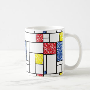 Mug Mondrik Scribbles Minimaliste De Stijl Art Moderne