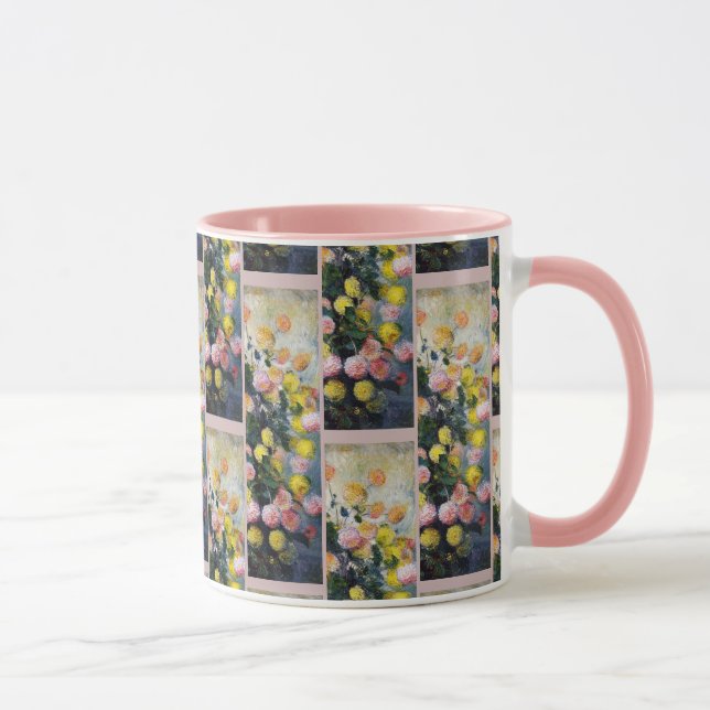 Mug Monet fleurs florales Vintages jaune Dahlias (Droite)