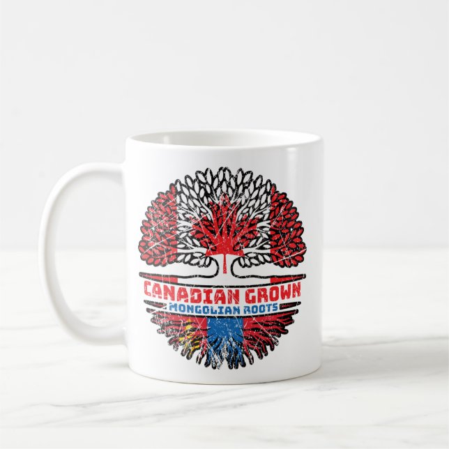 Mug Mongolie Drapeau canadien des racines d'arbre Mong (Gauche)