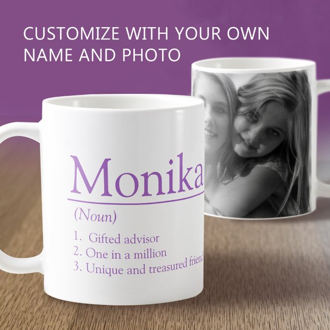 Mug Monika name definition custom photo purple (Créateur téléchargé)