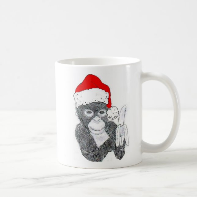 MUG MONKEY AVEC LE CASQUETTE DE PÈRE NOËL ET LA (Droite)