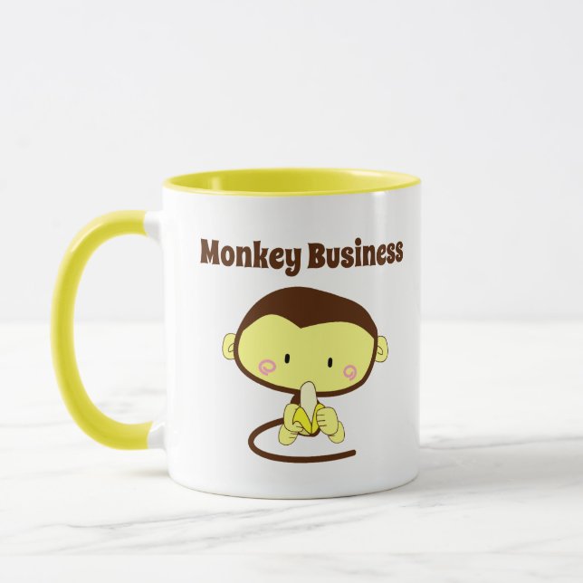 Mug Monkey Business Drôle Cartoon Monkey Design (Gauche)
