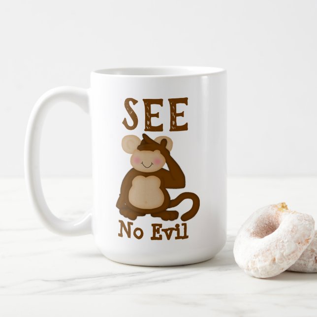 Mug Monkey Funny Voir pas de mal (Avec donut)