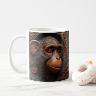 Mug Monkey imprimé en cuir 3D, Ape Chimp