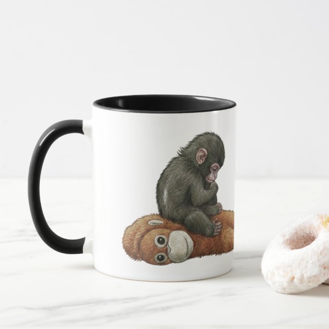 Mug Monkey Punch, bébé orang-outan câlin singe  (Avec donut)