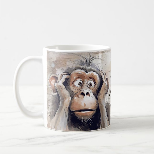 Mug Monkey Quirky Crazy Cartoon (Gauche)