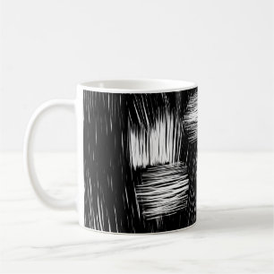 Mug Monochrome Abstract Hatch Texture