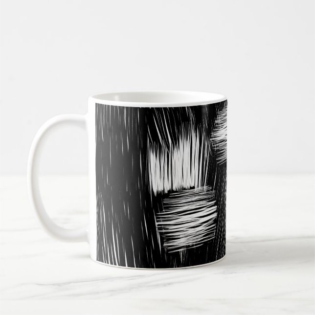 Mug Monochrome Abstract Hatch Texture (Gauche)