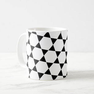 Mug Monochrome B&W Hexagon Honeycomb Triangles Motif