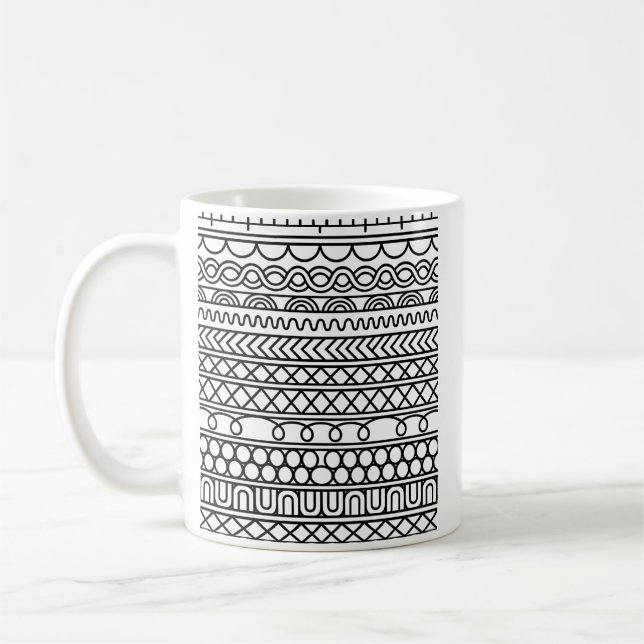 Mug Monochrome Boho Knit Sampler | Tribal Geometric (Gauche)