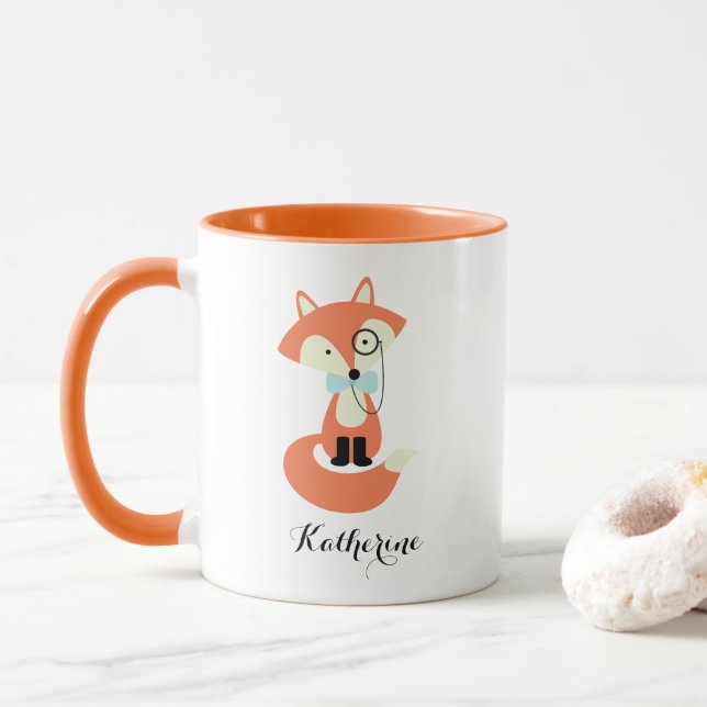 Mug Monocle Hipster Red Fox (Avec donut)