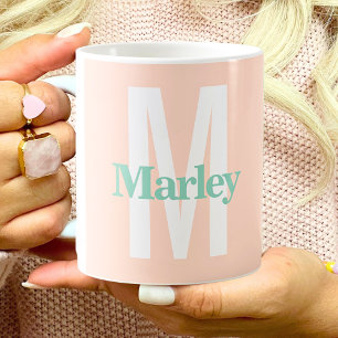 Mug Monogram Blush Pink mignon Bold élégant tendance c