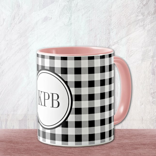 Mug Monogram Buffalo Check 11oz. Boisson combo (Créateur téléchargé)