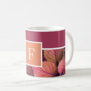 Mug Monogram burgundy pêche tonus chaud feuilles
