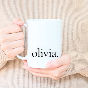 Mug Monogram Classic Elegant Minimum Black and White