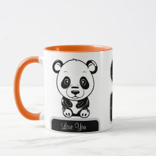 Mug Monogram Cute Kawaii Panda Ours Amour Personnalisé