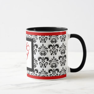 Mug MONOGRAM DE DAMASK, rouge